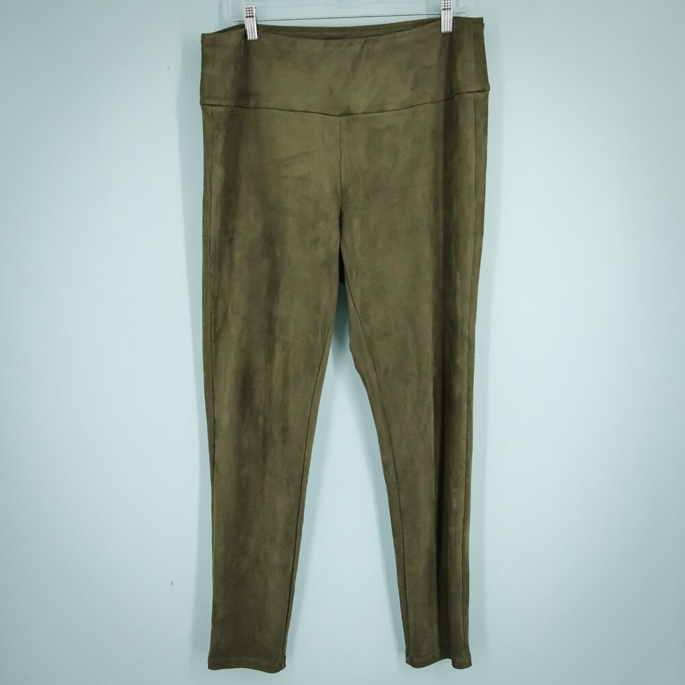 J. McLaughlin Size XL Lori Olive Green Faux Suede Tapered Leg Pull On Leggings